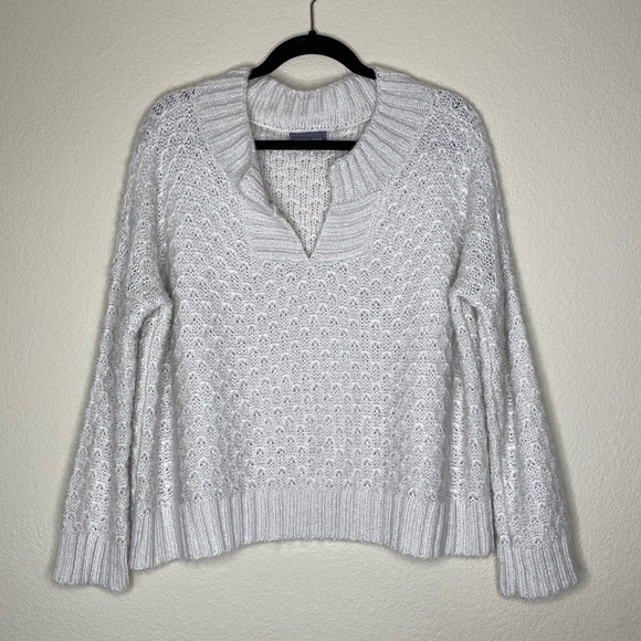 Wooden Ships Sweaters - Wooden ships sweater women small crocheted soft light grey EUC